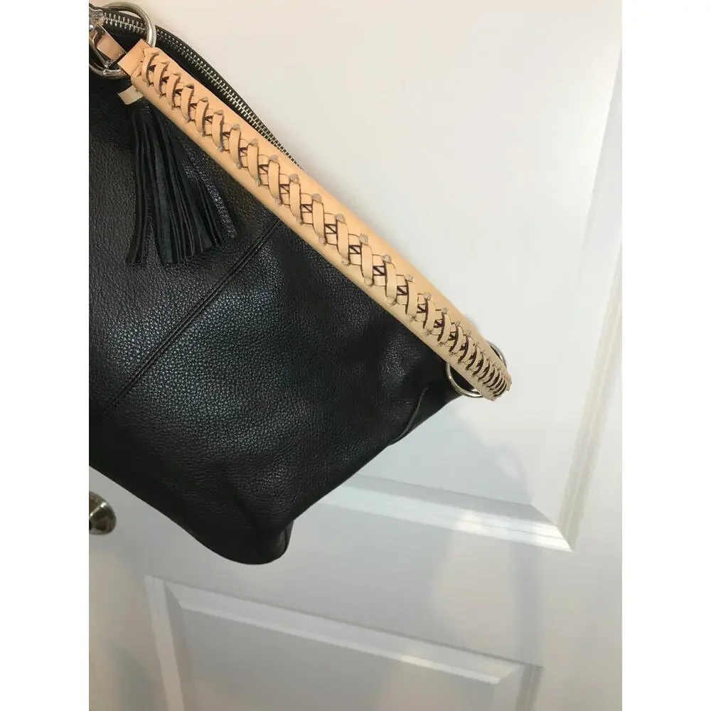 Calvin Klein Large Black Pebbled Leather Hobo Shoulder Bag EUC